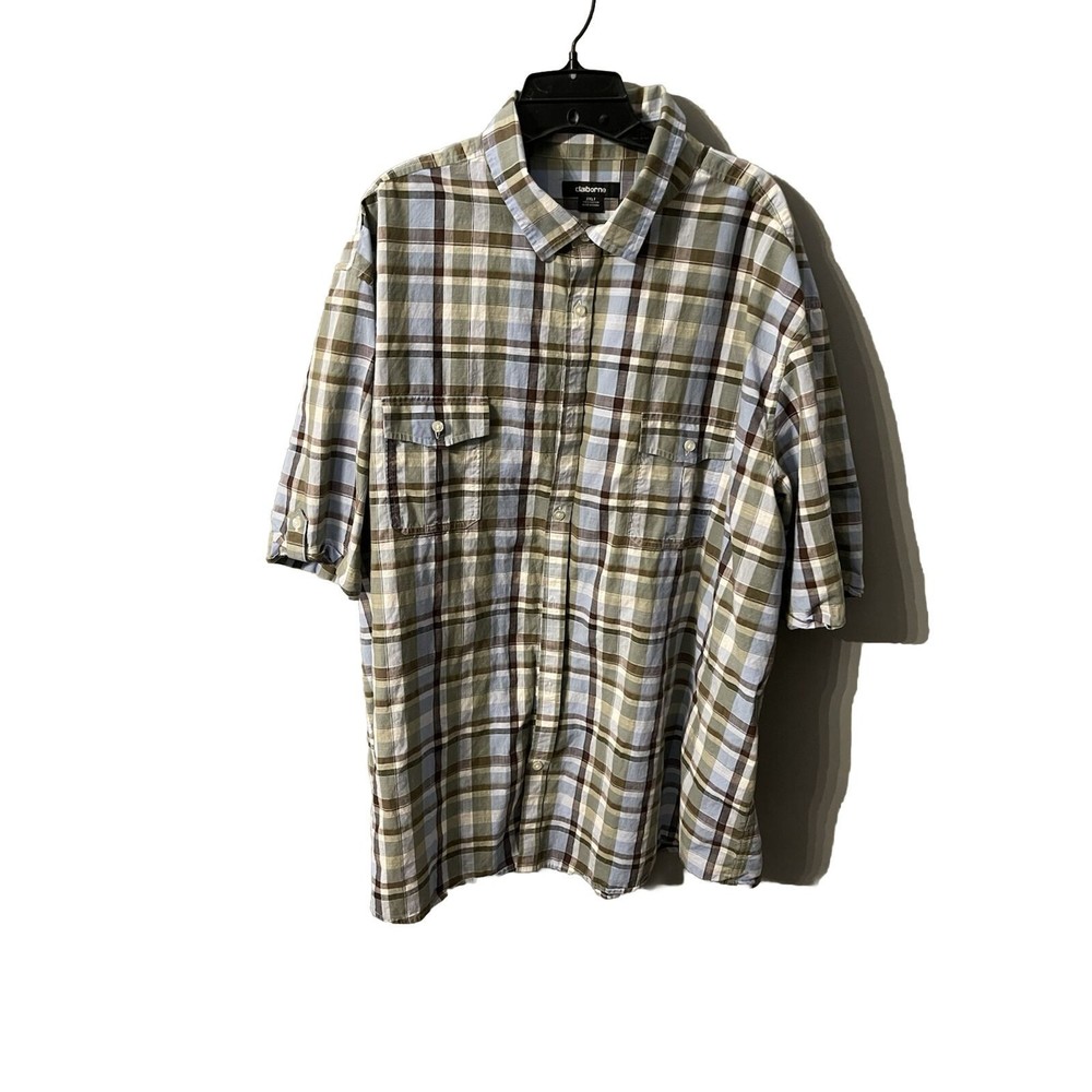 Men’s 3XLT Claiborne Button Down Shirt | Multi Color Plaid | short sleeve